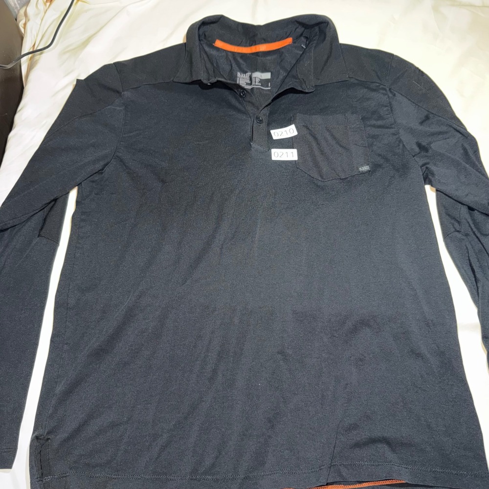 5.11 Tactical Mens Performance Long Sleeve Polo Shirt Black Size Large Pocket